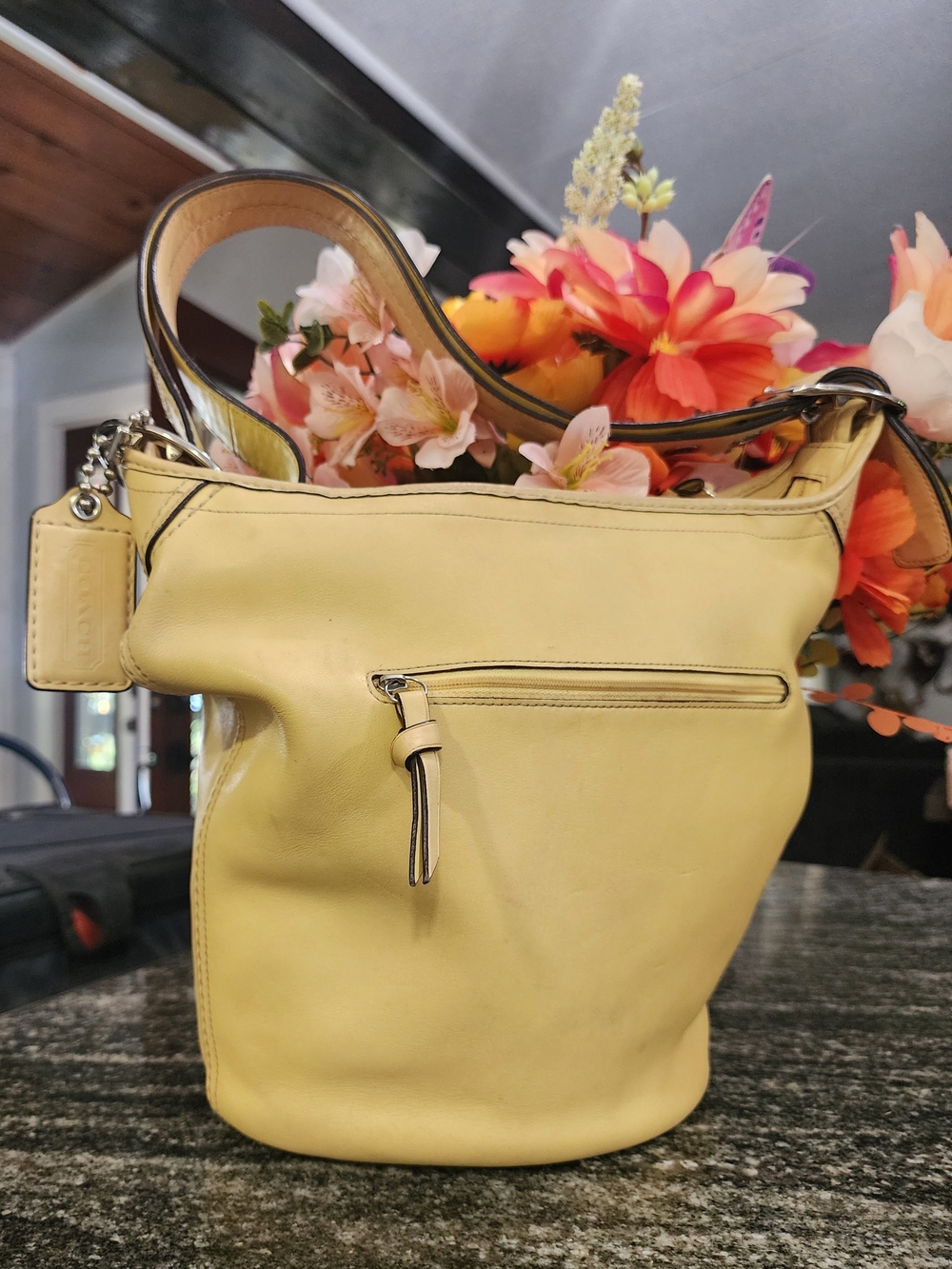 Coach Bleeker Bucket Dufflebag In Buttercup Yellow Leather -B0973-F13353